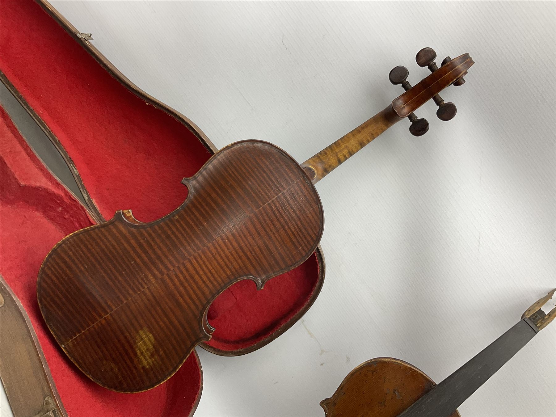 French violin for restoration with 36cm two-piece maple back and ribs and spruce top - Image 3 of 24