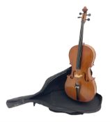 Modern Stentor student's half-size cello with 65cm two-piece maple back and ribs and spruce top