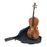 Modern Stentor student's half-size cello with 65cm two-piece maple back and ribs and spruce top