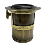 19th century Dallmeyer & Co. London brass lantern projection lens with rack and pinion focussing