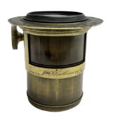 19th century Dallmeyer & Co. London brass lantern projection lens with rack and pinion focussing