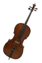 Modern student's three-quarter size cello with 70cm two-piece maple back and ribs and spruce top