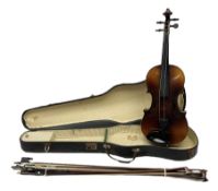 Czechoslovakian violin c1970s with 36cm two-piece maple back and ribs and spruce top