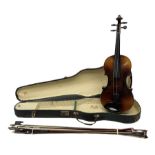 Czechoslovakian violin c1970s with 36cm two-piece maple back and ribs and spruce top