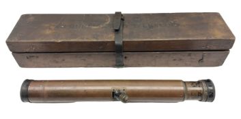 Early 20th century brass and black japanned gunsighting telescope inscribed 'G.S. Telescope X8 No.21