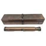 Early 20th century brass and black japanned gunsighting telescope inscribed 'G.S. Telescope X8 No.21