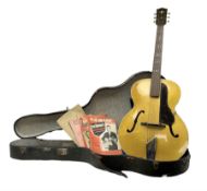 Hofner Senator Archtop acoustic guitar with blond body; bears label 'Hofner Foreign No.1704 Senator