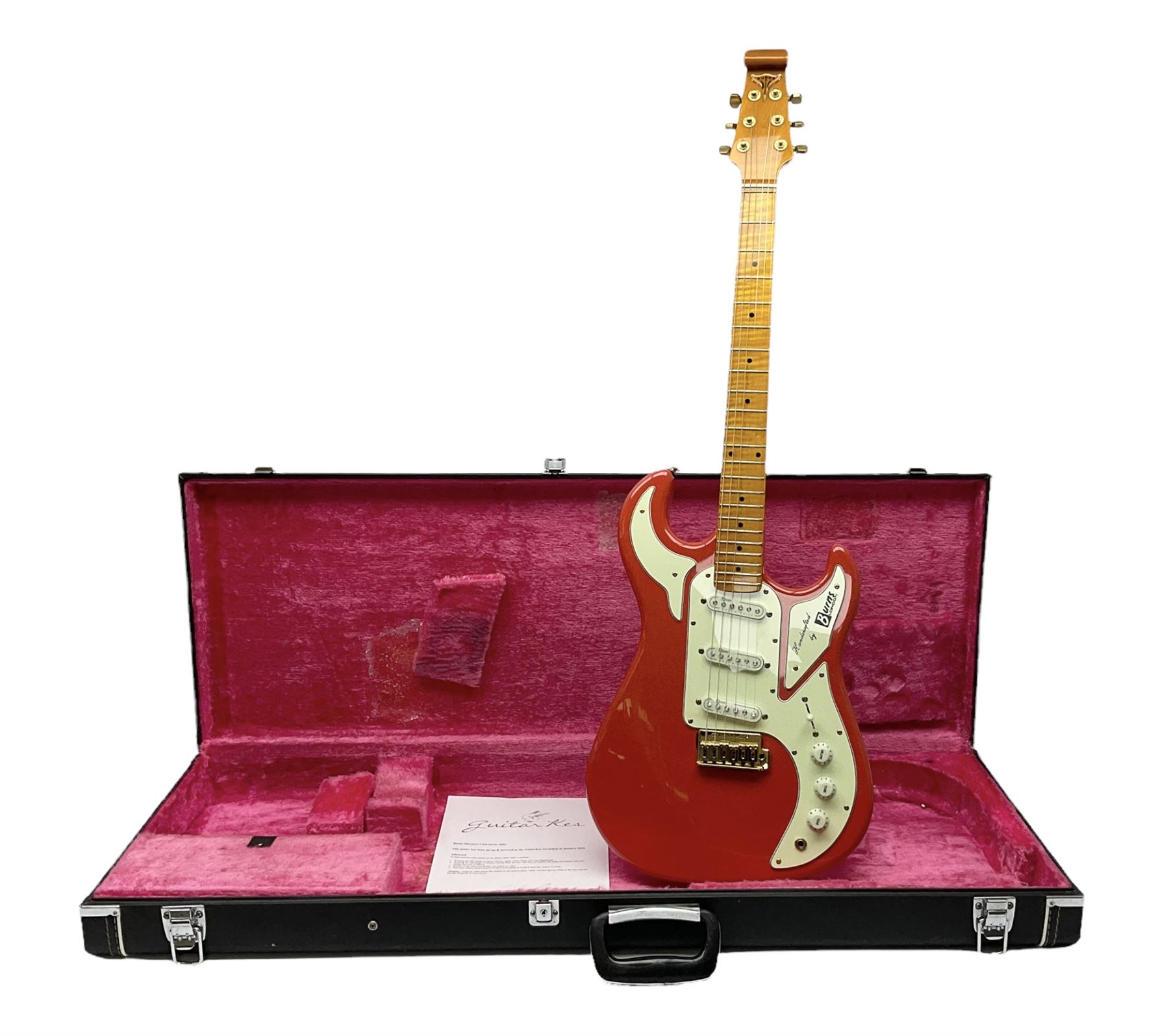 Burns Club Series Marquee electric guitar in fiesta red with maple fretboard; serial no.2002491 L100