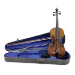 German violin c1920 with 36cm one-piece maple back and ribs and spruce top