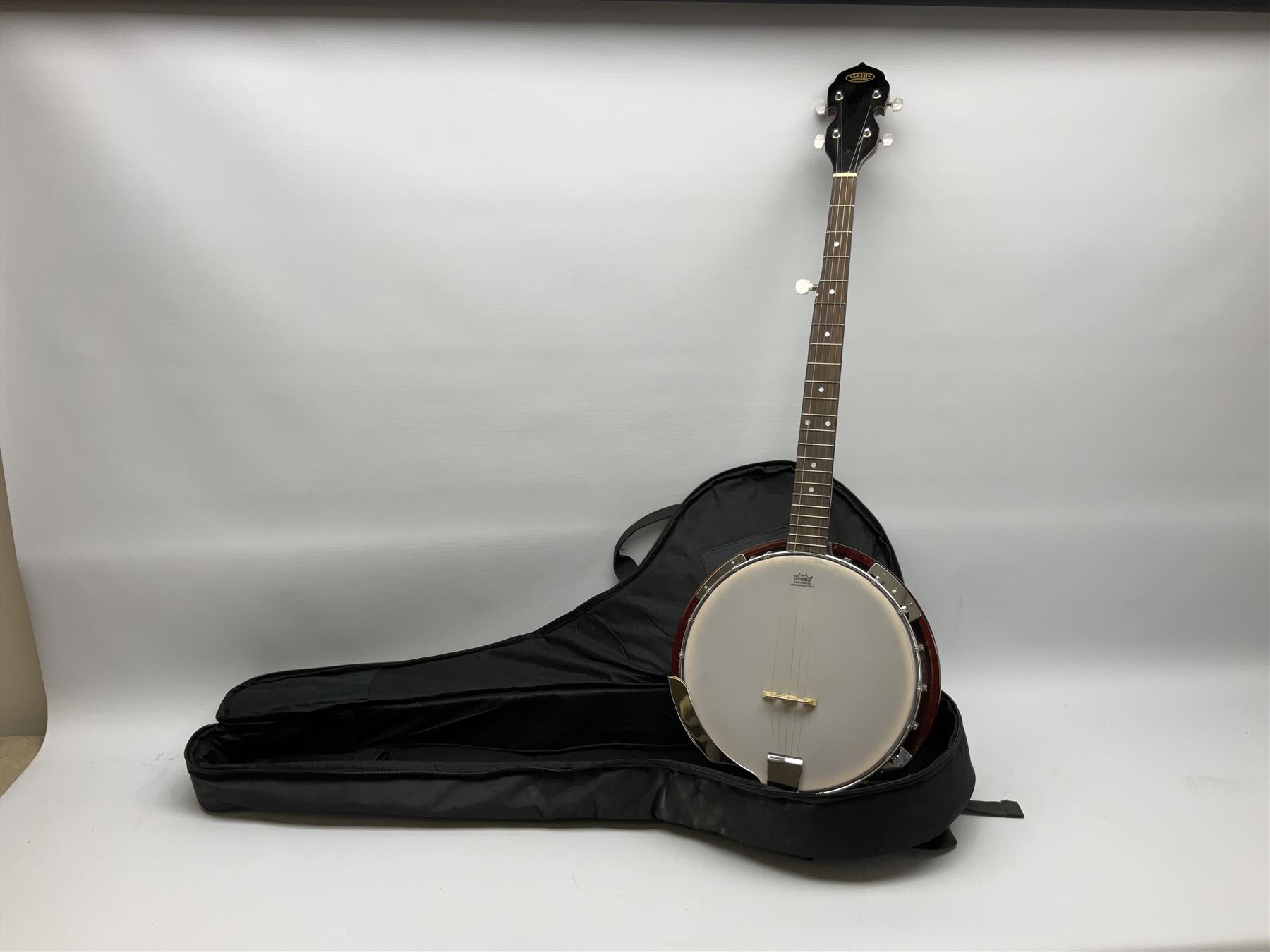 Classic Cantabile five-string banjo with sapele mahogany back L97.5cm; in soft carrying case - Image 12 of 12