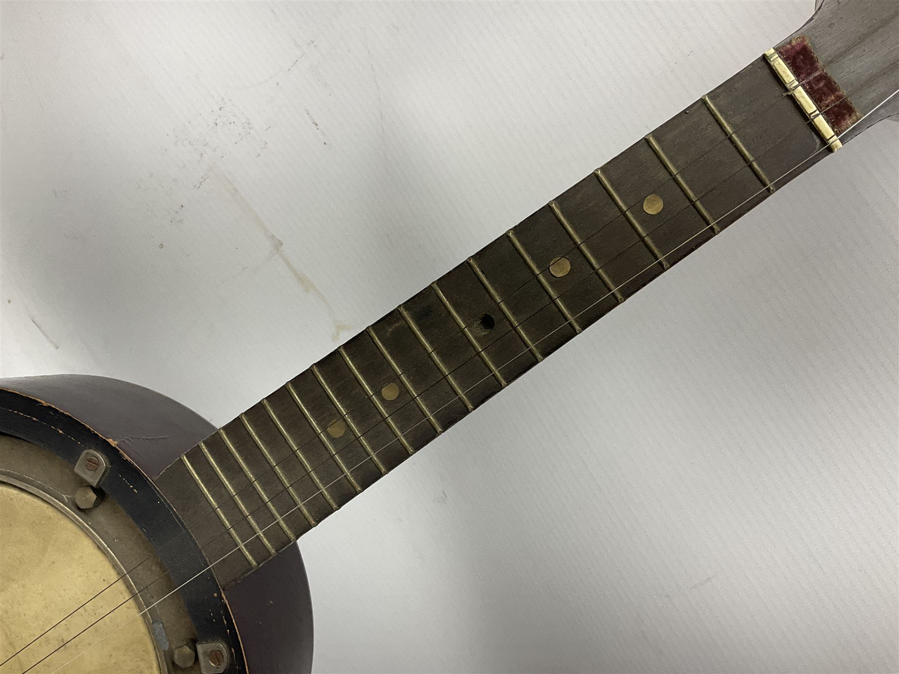 Early 20th century John Grey & Sons London eight-string banjo mandolin with 20cm (8") head L58cm - Image 6 of 11