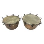 Pair of vintage copper timpani drums D65cm H46cm (2)