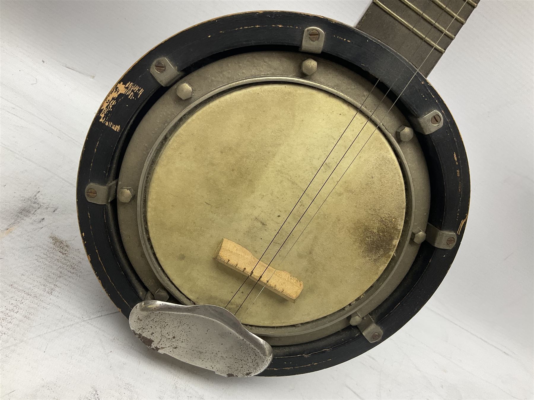 Early 20th century John Grey & Sons London eight-string banjo mandolin with 20cm (8") head L58cm - Image 4 of 11