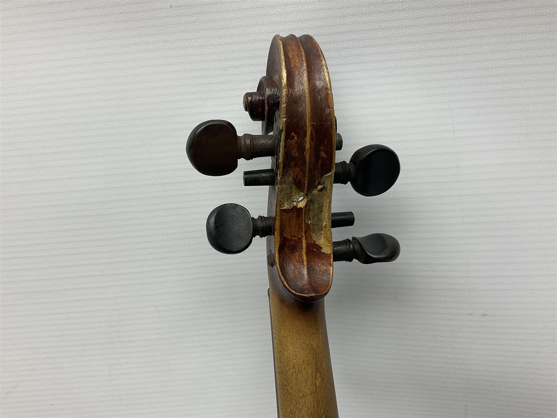 Late 19th century French violin for restoration and completion with 36cm two-piece maple back and ri - Image 13 of 19