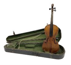 German violin c1890 for restoration and completion with 36cm two-piece maple back and ribs and spruc