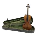 German violin c1890 for restoration and completion with 36cm two-piece maple back and ribs and spruc