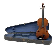 French Medio Fino three-quarter size violin for completion c1900 with 33cm two-piece maple back and