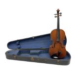 French Medio Fino three-quarter size violin for completion c1900 with 33cm two-piece maple back and