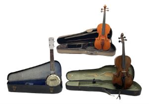 Late 19th/early 20th German three-quarter size violin with 33cm two-piece maple back and ribs and sp