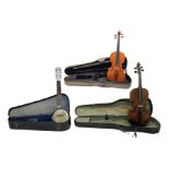 Late 19th/early 20th German three-quarter size violin with 33cm two-piece maple back and ribs and sp