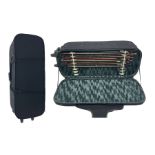 Modern trade case on wheels for carrying four violins and eight bows L94cm; together with five vario