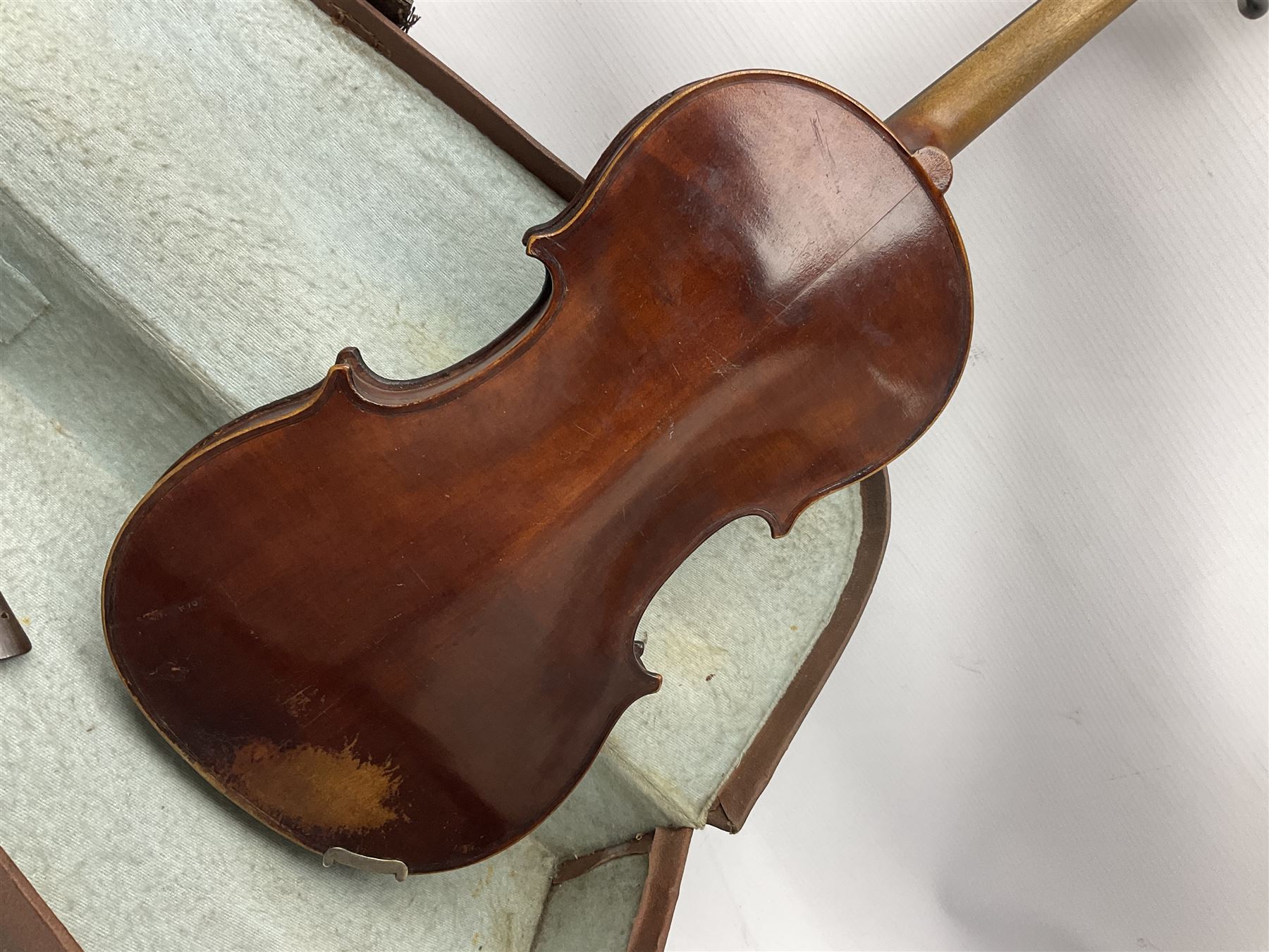 Late 19th century French violin for restoration and completion with 36cm two-piece maple back and ri - Image 17 of 19