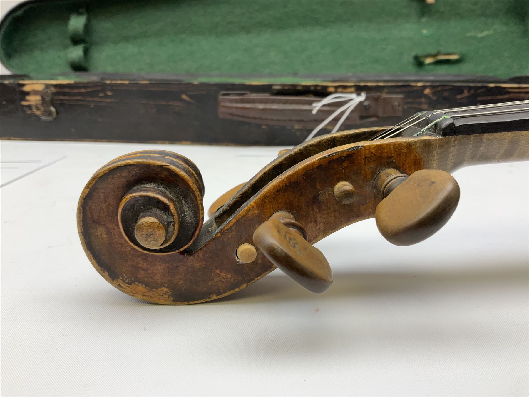 Late 19th century German violin with 36cm two-piece maple back and ribs and spruce top; bears label - Image 10 of 13