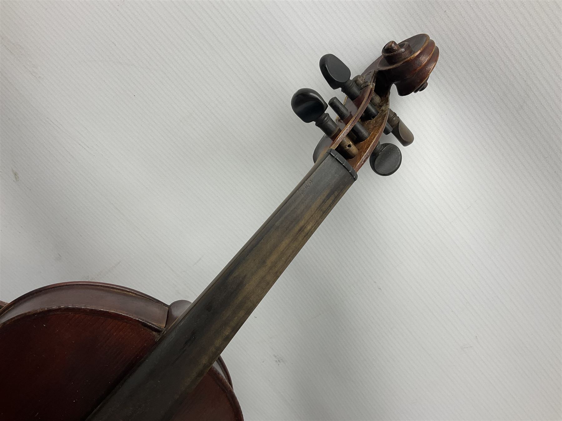 Late 19th century French violin for restoration and completion with 36cm two-piece maple back and ri - Image 15 of 19