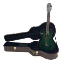 Marlin Classic acoustic guitar model MC1 in green and red L100cm; in simulated reptile skin hard car