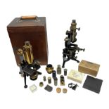19th century brass and black japanned monocular microscope by W. Watson & Sons Ltd. 313 High Holborn