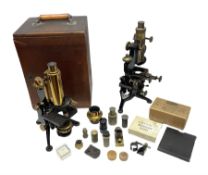 19th century brass and black japanned monocular microscope by W. Watson & Sons Ltd. 313 High Holborn