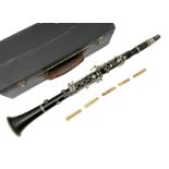 Selmer Student Console four-piece clarinet; No.479 L67cm; in scratch built case with quantity of ree