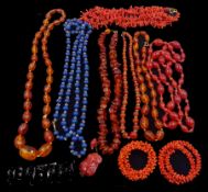 Amber and amber type bead necklaces