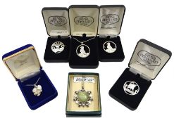 Collection of Scottish silver jewellery including Shetland Silver longship