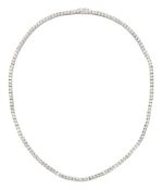 18ct white gold round brilliant cut diamond line necklace