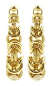 Pair of 18ct gold Byzantine link pendant earring