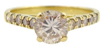 18ct gold single stone round brilliant cut fancy colour light brown diamond ring