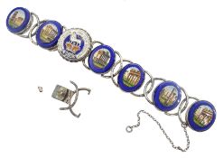 19th century micromosaic oval link bracelet