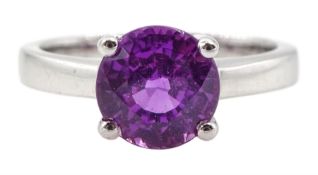 18ct white gold single stone round pink sapphire ring