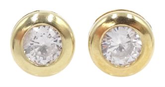 Pair of 9ct gold round cubic zirconia stud earrings