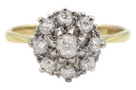 18ct gold old cut diamond cluster ring