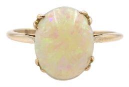 9ct gold single stone oval opal ring