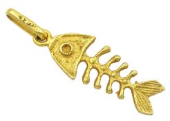 18ct gold fish bone pendant