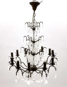 Contemporary bronze finish twelve branch chandelier