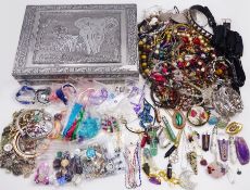 Assorted costume jewellery and jewellery making materials including necklaces