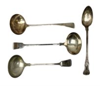 Two silver plated Fiddle pattern soup ladles