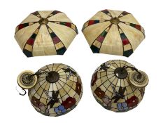 Two Tiffany style lamps and two similar shades
