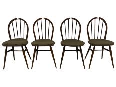 Ercol - set of four dark elm stick back chairs