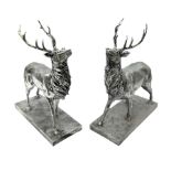 Pair of Composite silvered stags