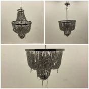 Three contemporary metal beaded chandeliers